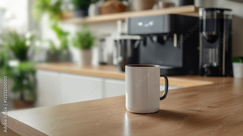 Coffee in minimalist mug on wooden surface Coffee in minimalist mug on wooden surface