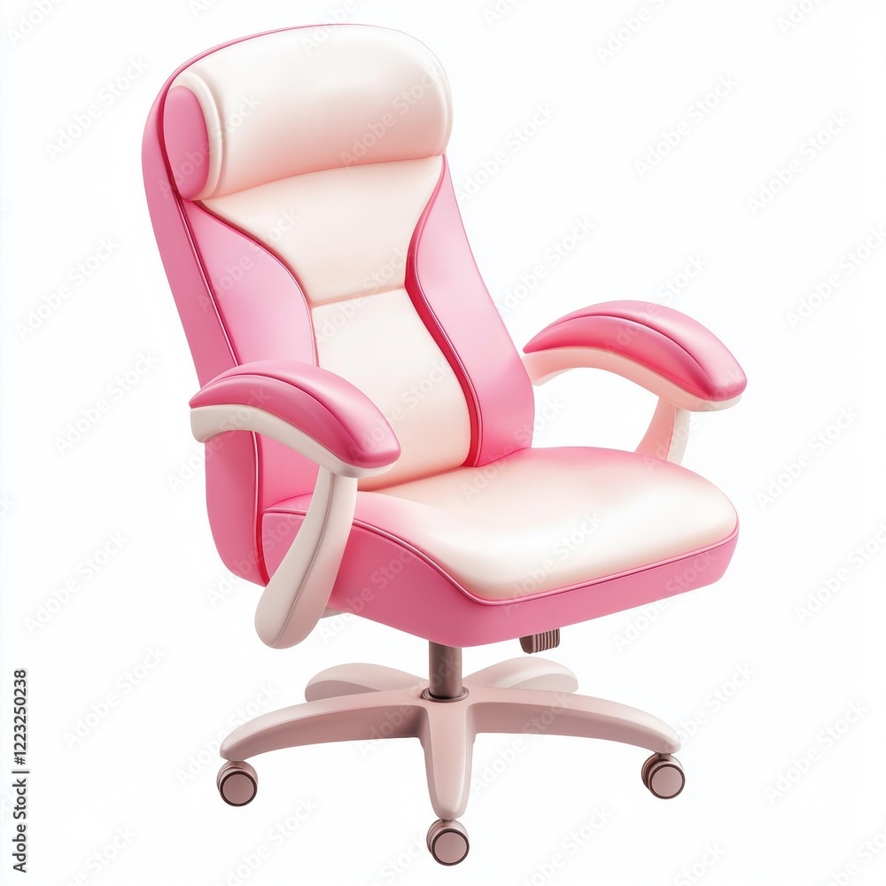 3D icon cartoon office ergonomic chair with adjustable armrests isolated on a white background 3D icon cartoon office ergonomic chair with adjustable armrests isolated on a white background