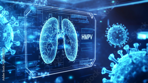 recently break out hmpv virus, showcasing intricate viral details of hmpv virus similiar as covid-19, Virus or Viruses Microscopic View of hmpv, conscious concept hmpv virus background. photo