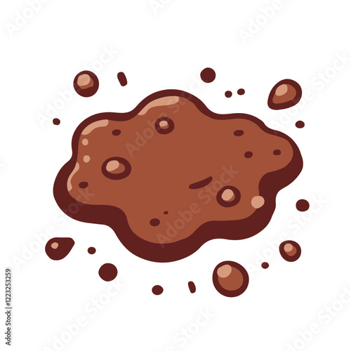 Puddle of mud isolated. Dirty plash on white background. Vector simple color flat illustration.