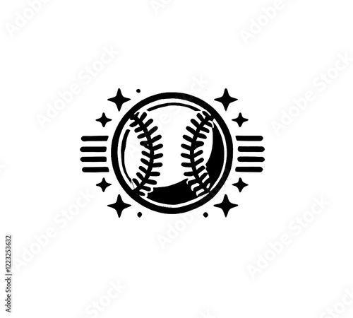 softball black and white vector, illustration, image, icon, wallpaper, art, design, graphic