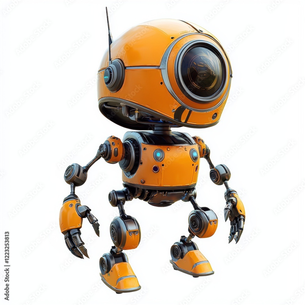 3D icon cartoon of a futuristic service robot, isolated on a white background 3D icon cartoon of a futuristic service robot, isolated on a white background