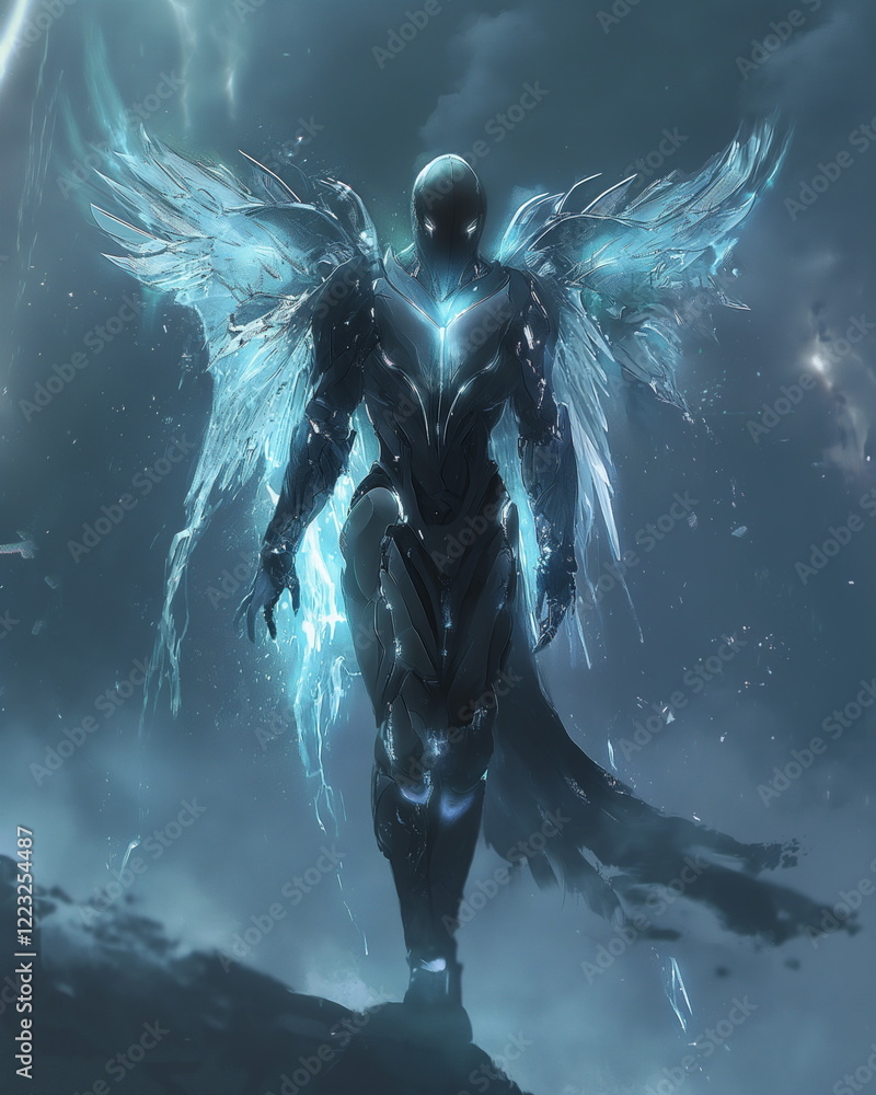 Fototapeta premium Full length Captain - an alien with space wings He_002