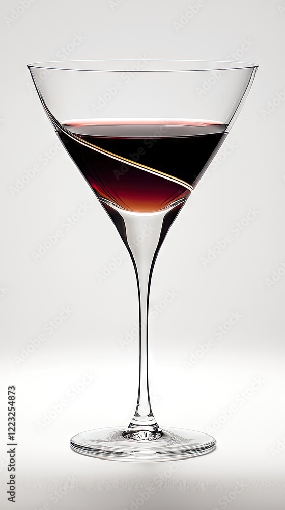 Layered cocktail in martini glass, studio shot Layered cocktail in martini glass, studio shot