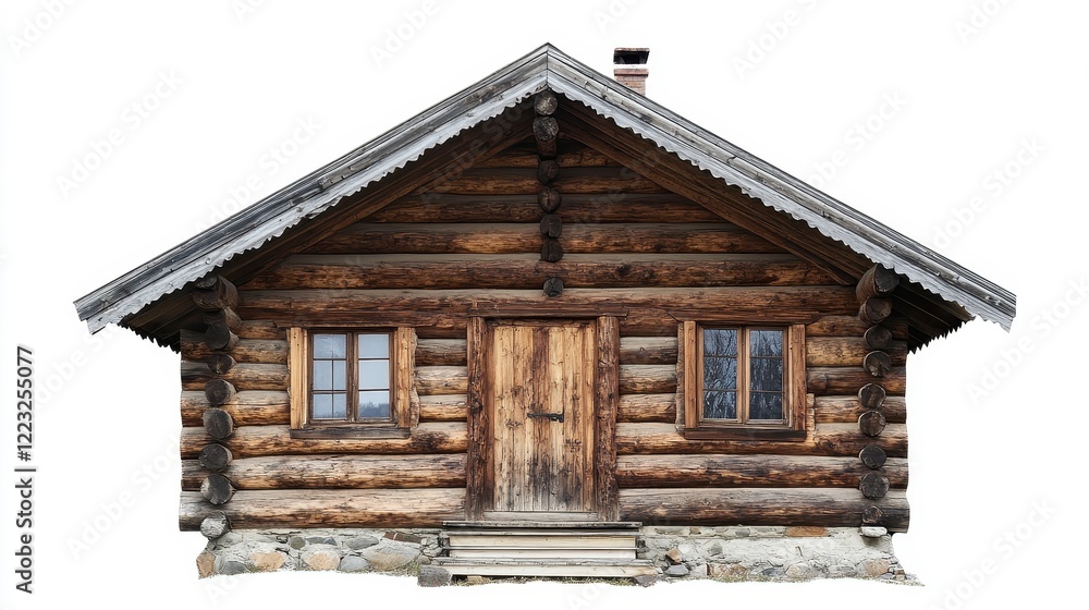 Rustic Wooden Log Cabin with Natural Landscape Rustic Wooden Log Cabin with Natural Landscape