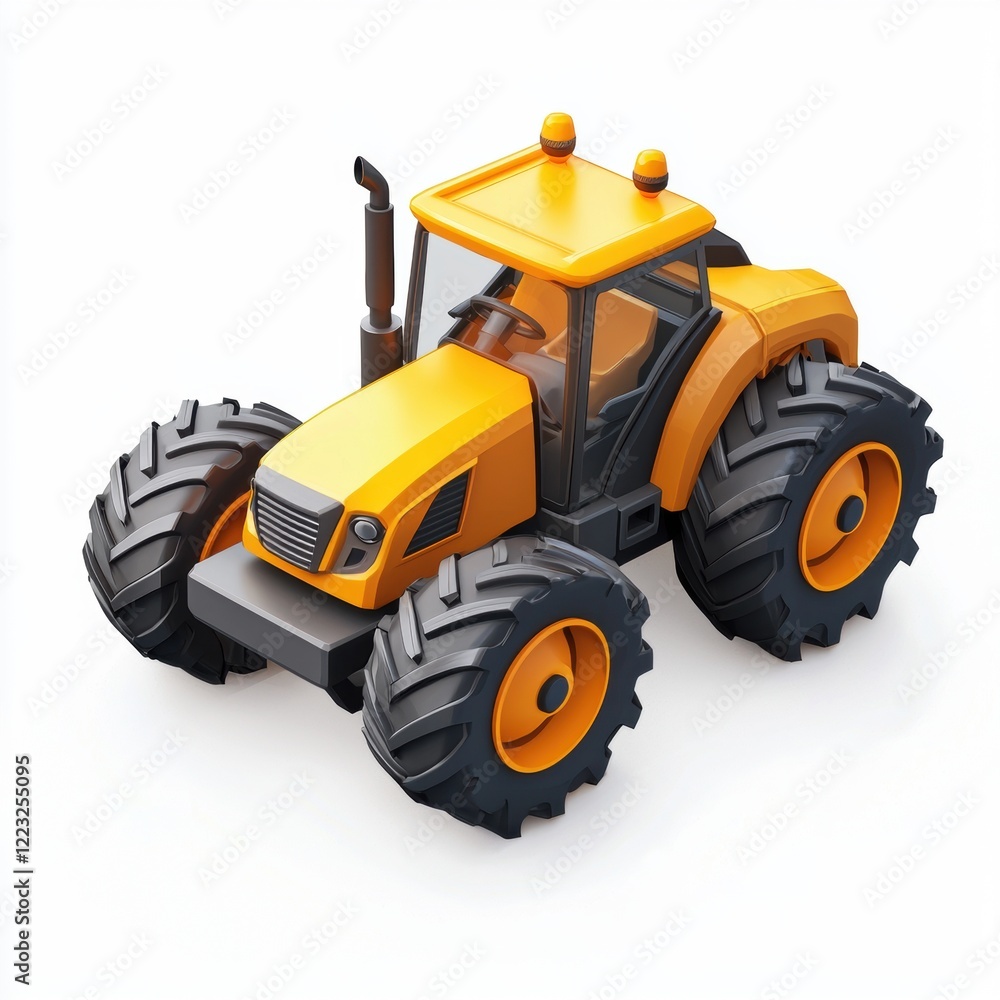 Fototapeta premium 3D icon cartoon robotic farming equipment, isolated on a white background