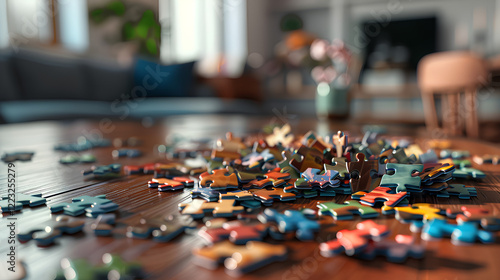 Wallpaper Mural colorful puzzles scattered on the table Torontodigital.ca