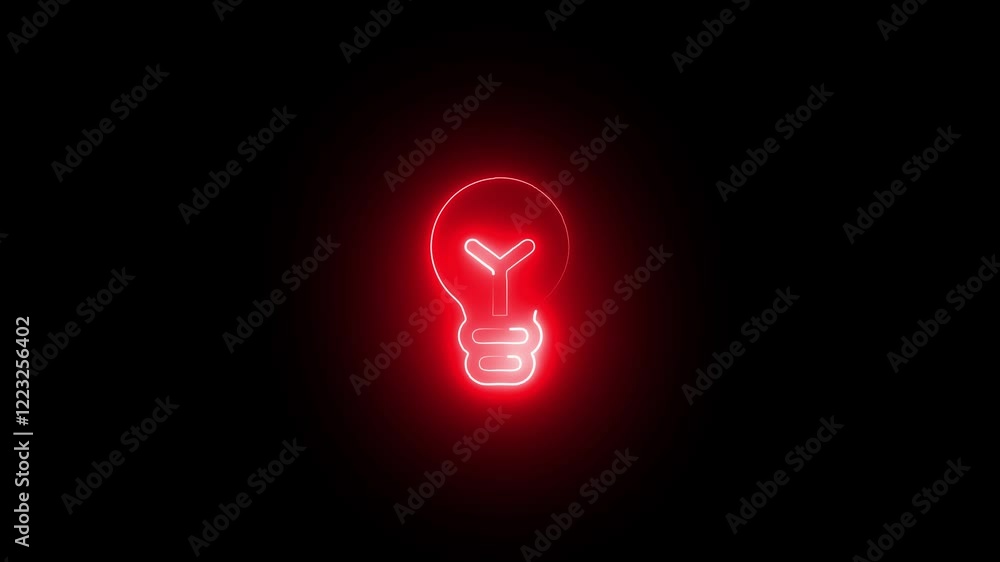 Bulb symbol icon animation. Energy idea, Electric neon bulb icon and black background. Bulb symbol icon animation. Energy idea, Electric neon bulb icon and black background.