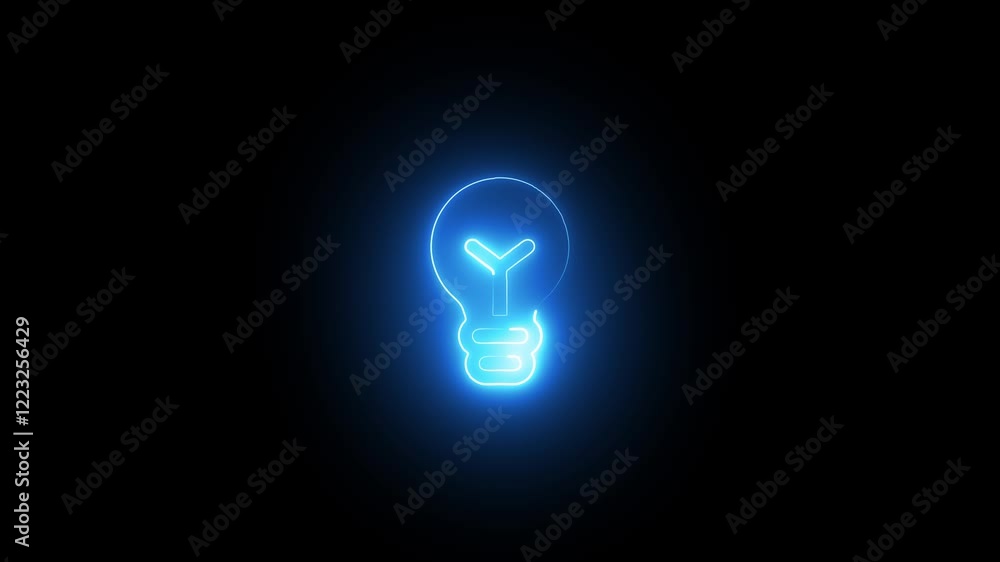 Bulb symbol icon animation. Energy idea, Electric neon bulb icon and black background. Bulb symbol icon animation. Energy idea, Electric neon bulb icon and black background.
