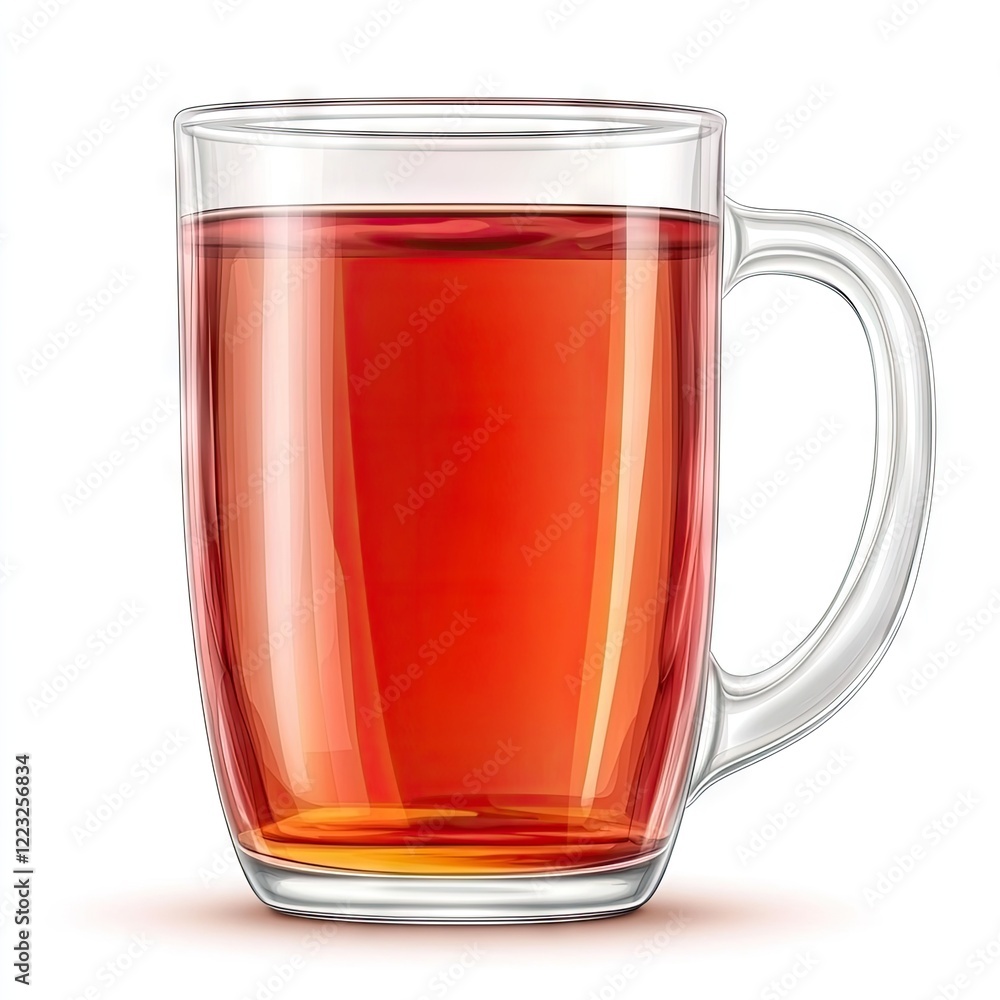 Glass mug of tea, isolated on white background; perfect for website, blog, or menu Glass mug of tea, isolated on white background; perfect for website, blog, or menu