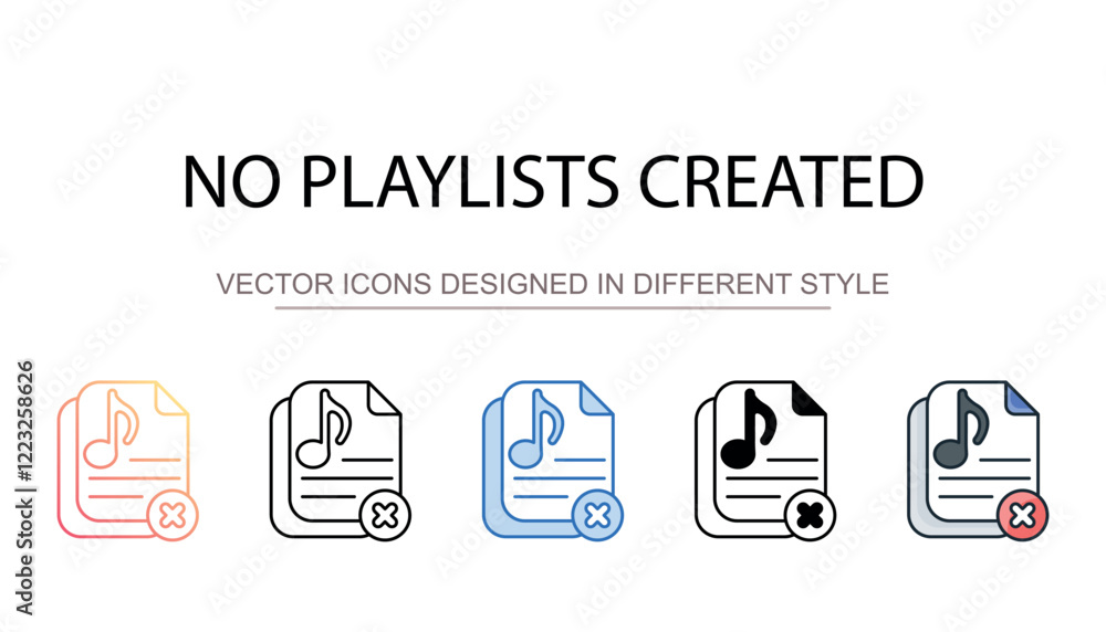 No Playlists Created icon design with white background stock illustration No Playlists Created icon design with white background stock illustration