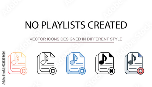 No Playlists Created icon design with white background stock illustration