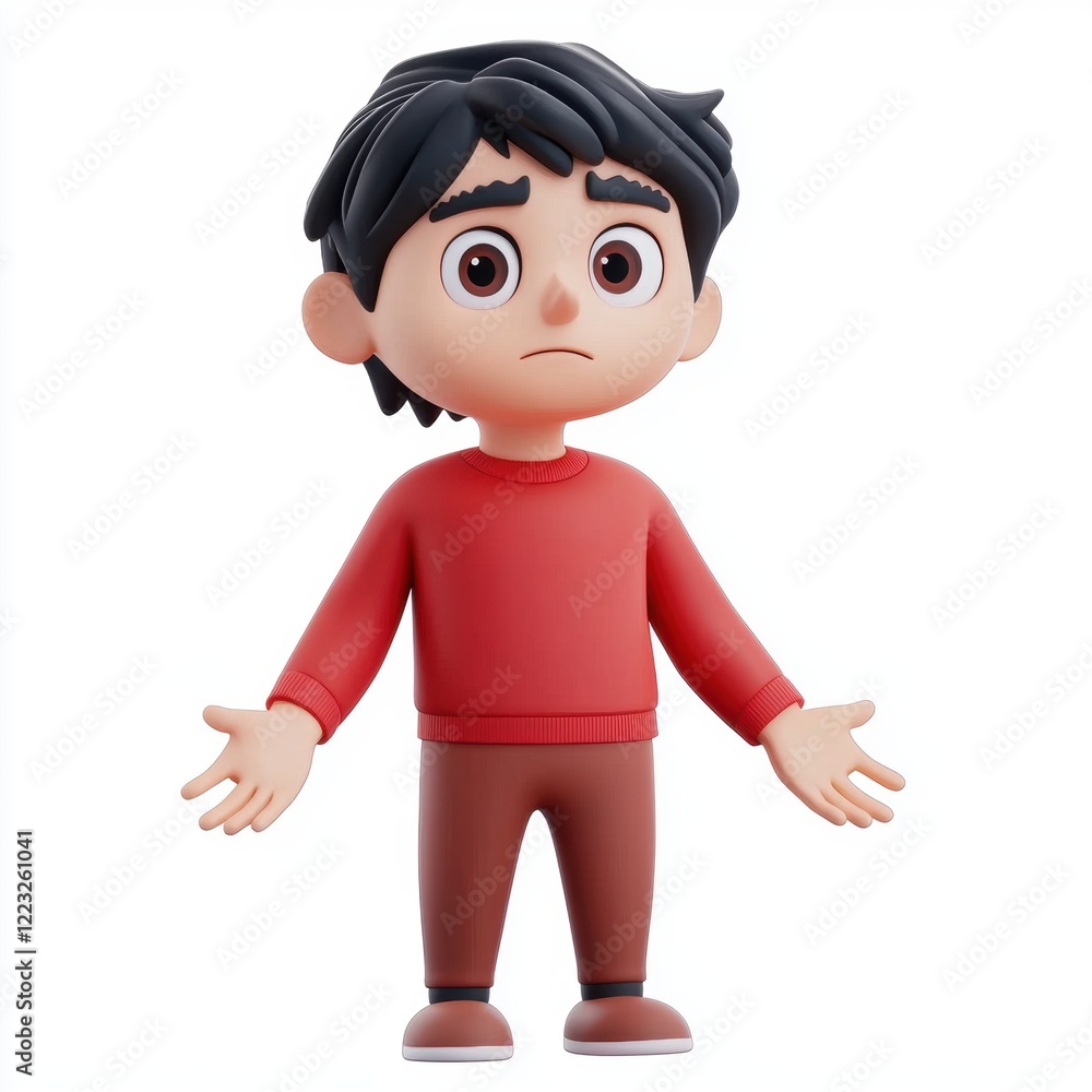 3D icon cartoon person looking confused, isolated on a white background --quality 2 3D icon cartoon person looking confused, isolated on a white background --quality 2