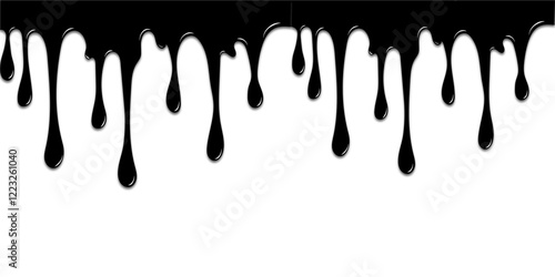 Black melt drops. black dripping paint illustration