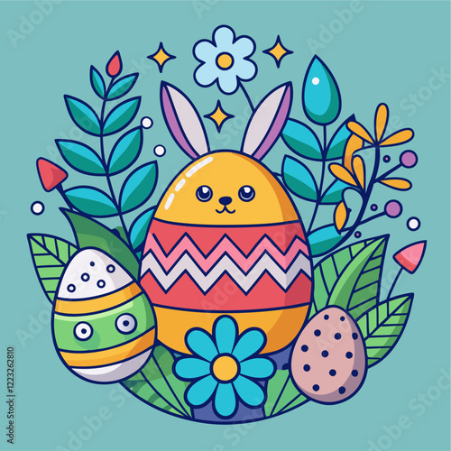 Happy easter day with hand drawn design