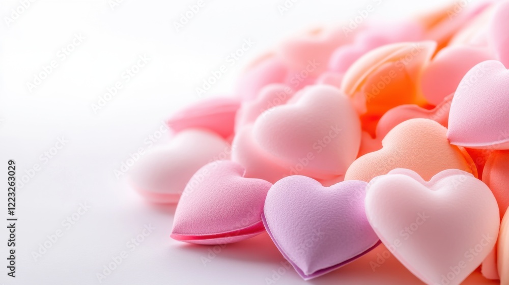 Obraz premium Colorful Heart-Shaped Candy on a White Background for Romantic Occasions