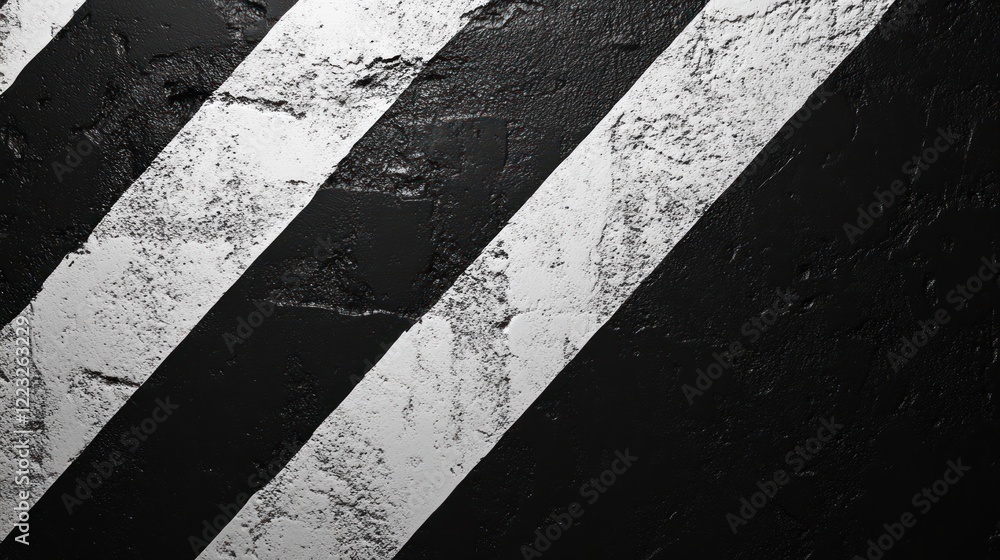 Fototapeta premium Abstract Black and White Diagonal Stripes on a Textured Surface