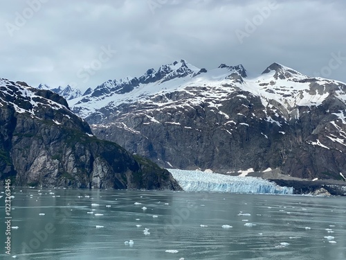 Alaskan Glacier with Ice Floating In the Water