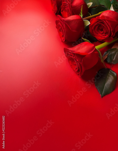 Red roses on a red background photo