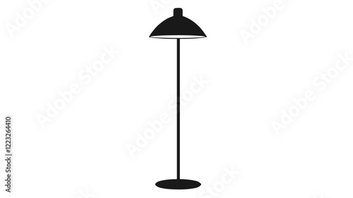 Stylish floor lamp silhouette on blank background with copy space