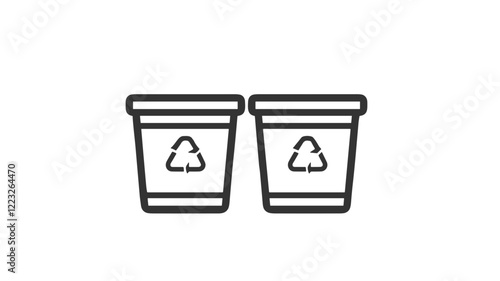 Recycling bins icon with a simple design on a white background with copy space