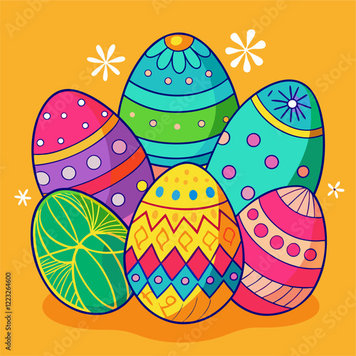 Happy easter day with hand drawn design