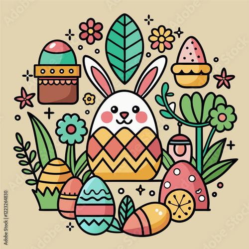 Happy easter day with hand drawn design