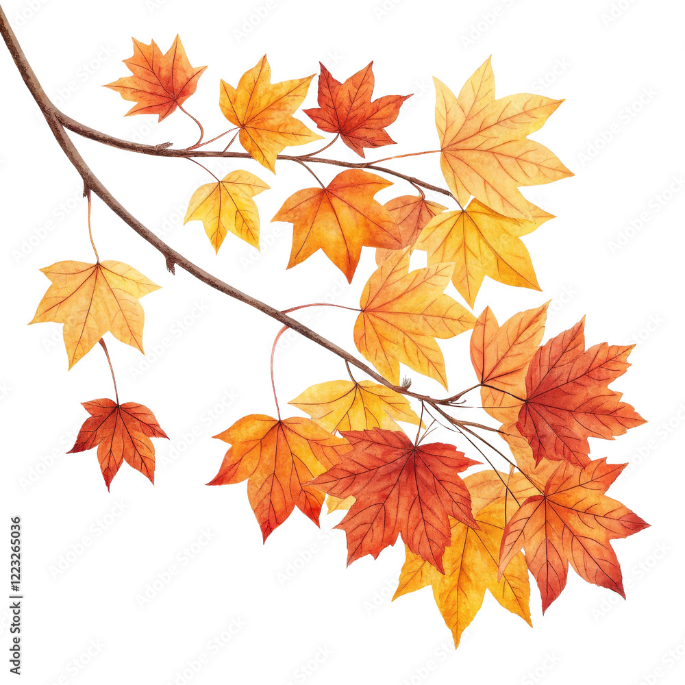 Autumn Maple Branch Watercolor Painting, Isolated on Transparent Background, Fall Foliage Illustration, Clipart, Autumn, leaves, illustration Autumn Maple Branch Watercolor Painting, Isolated on Transparent Background, Fall Foliage Illustration, Clipart, Autumn, leaves, illustration