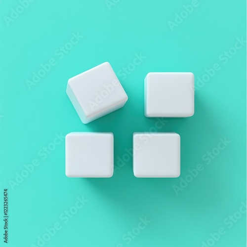 Free Download White cubes scattered on teal background; abstract design concept - GFXLoad