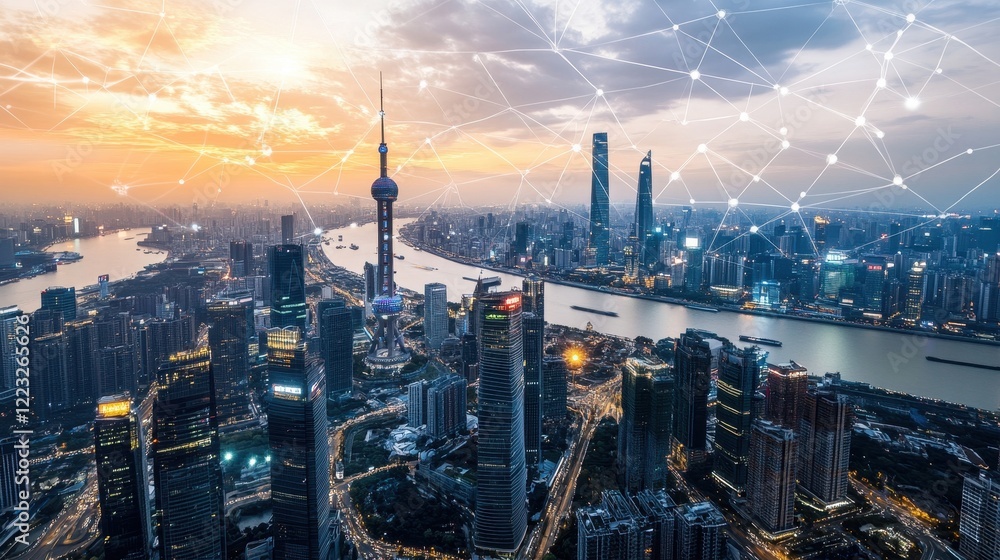 Fototapeta premium sunset over the city