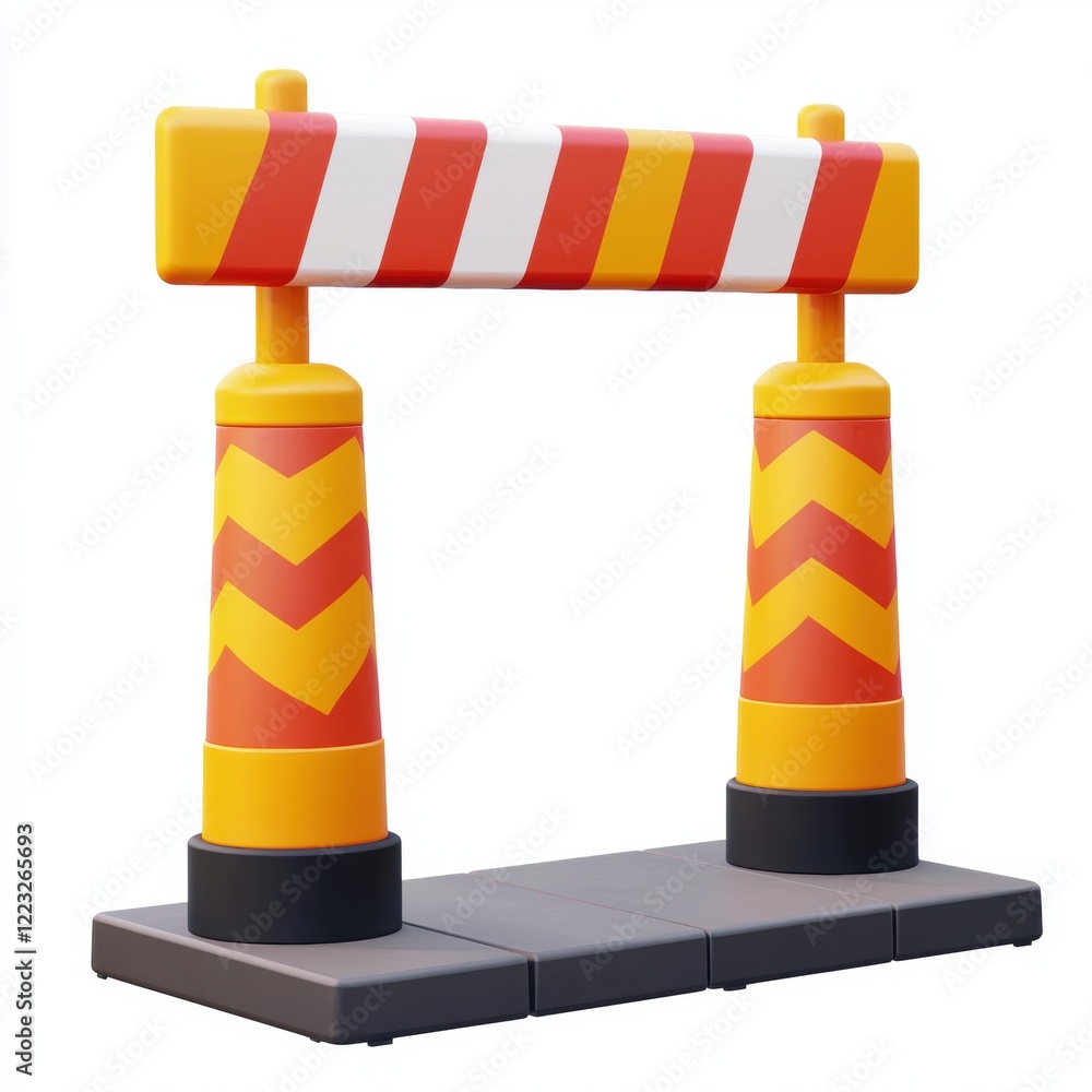 3D icon cartoon of a security checkpoint barrier, isolated on a white background 