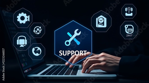 Technical Support & Customer Service – 24/7 Assistance & Business Technology Solutions, IT support, customer service concept.

