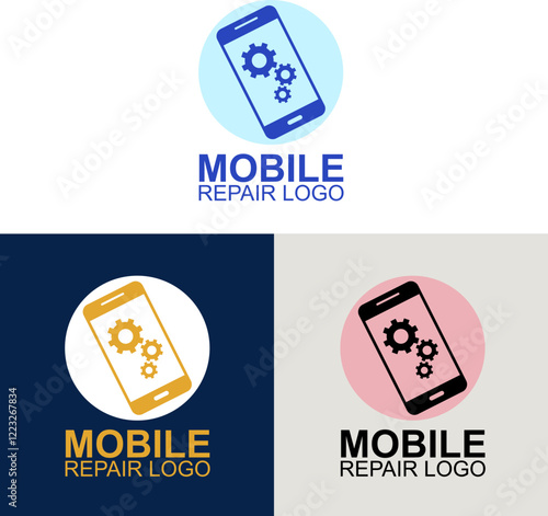 Mobile repair shop logo vector design. Technology logo design