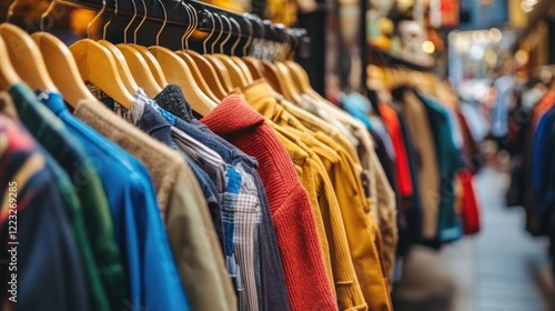 Wallpaper Mural Colorful Clothes on Hangers in a Boutique Store Display Torontodigital.ca