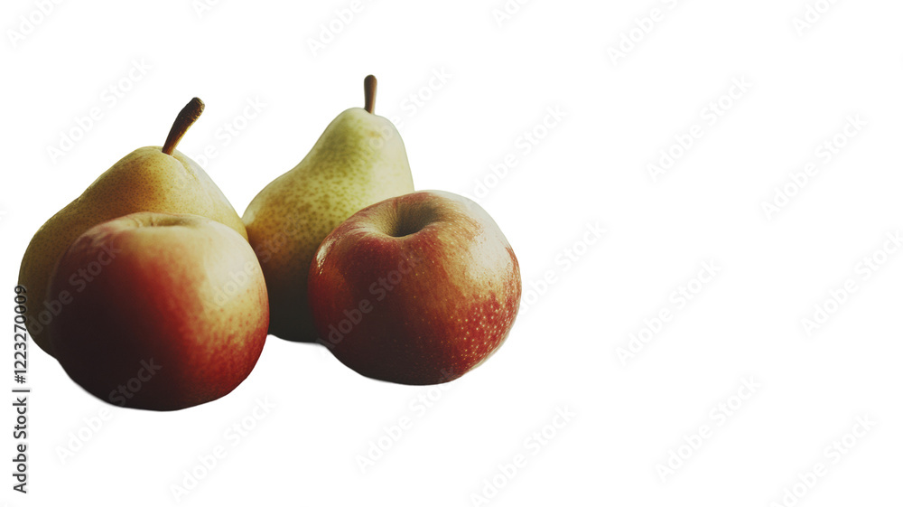 Selection of Fresh Apples and Pears on Countertop Isolated on Transparent or blank Background, PNG Selection of Fresh Apples and Pears on Countertop Isolated on Transparent or blank Background, PNG