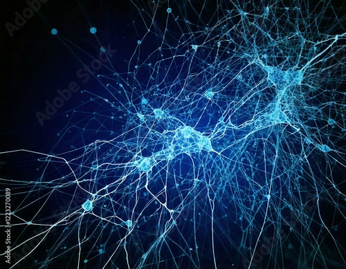Wallpaper Mural Abstract Neural Connections in Blue: Digital Networks on a Dark Background Generated image Torontodigital.ca