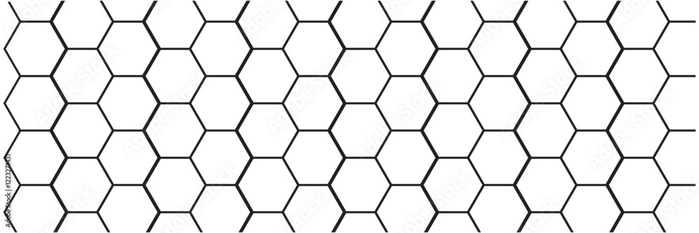 Fototapeta premium Abstract cube hexagon shape background. Vector banner design. Hexagons pattern. Geometric abstract background with simple hexagonal elements. Medical. Vector digital art banner