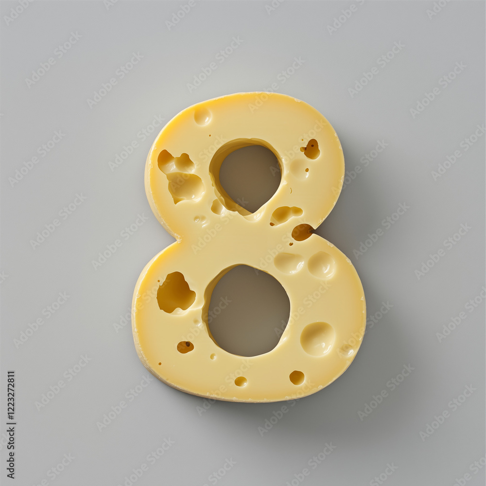 A slice of cheese in the shape of the number A slice of cheese in the shape of the number
