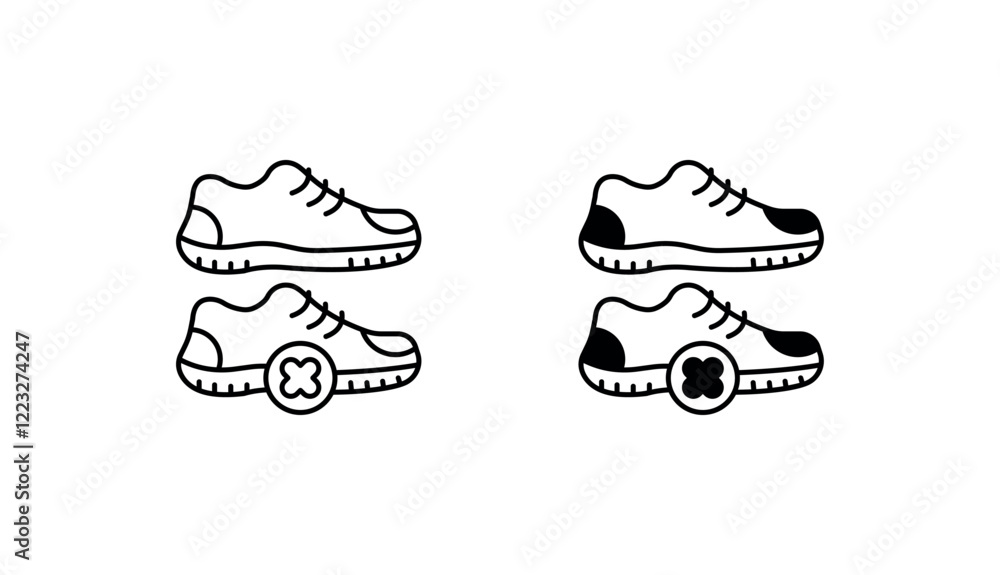 No Shoes icon design with white background stock illustration No Shoes icon design with white background stock illustration