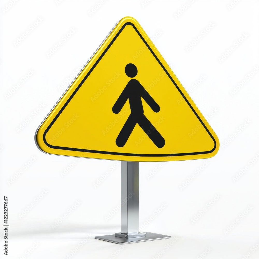 3D icon cartoon pedestrian crossing sign with a stick figure, isolated on a white background 3D icon cartoon pedestrian crossing sign with a stick figure, isolated on a white background