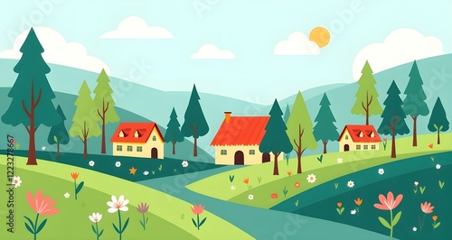 Charming Village Landscape