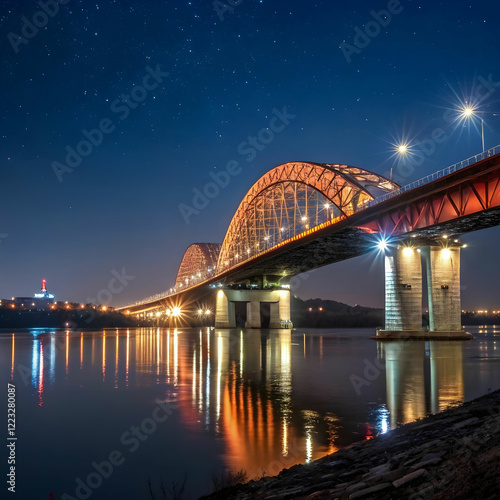 banghwa bridge at night korea photo