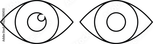 Eye icon in line set. Eyesight symbol vector for apps or website. Retina, cornea scan eye icons. Simple eyes silhouette see view vision sight look sign isolated on transparent background