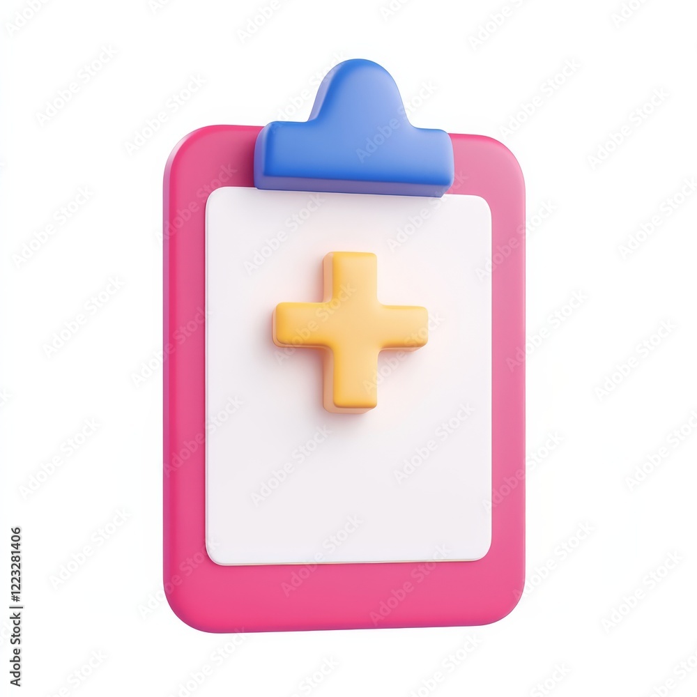 Obraz premium A colorful clipboard featuring a yellow cross symbol, ideal for educational and medical contexts.