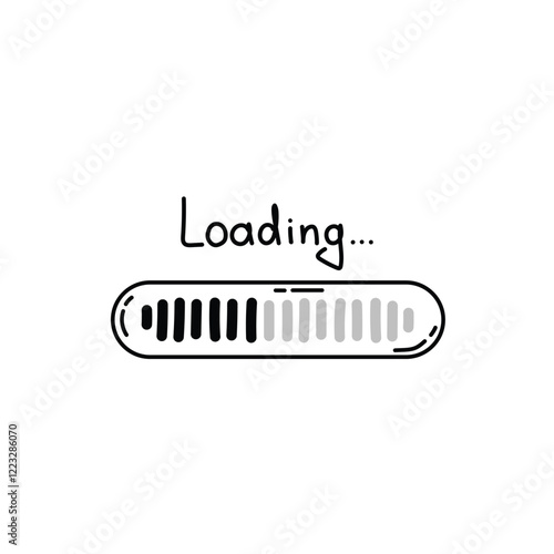 Loading bar, doodle progress element. Hand drawn sketch.