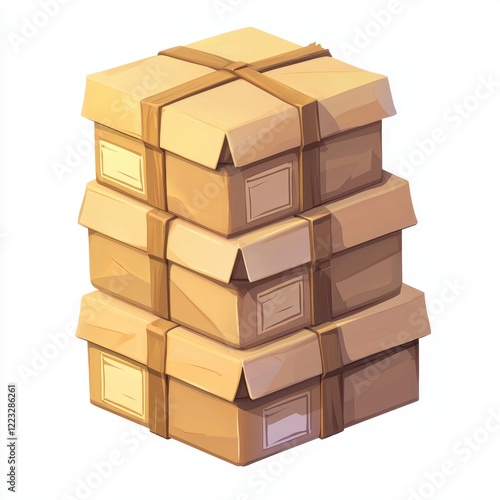 Wallpaper Mural 3D icon cartoon stack of shipping boxes with labels, isolated on a white background  Torontodigital.ca