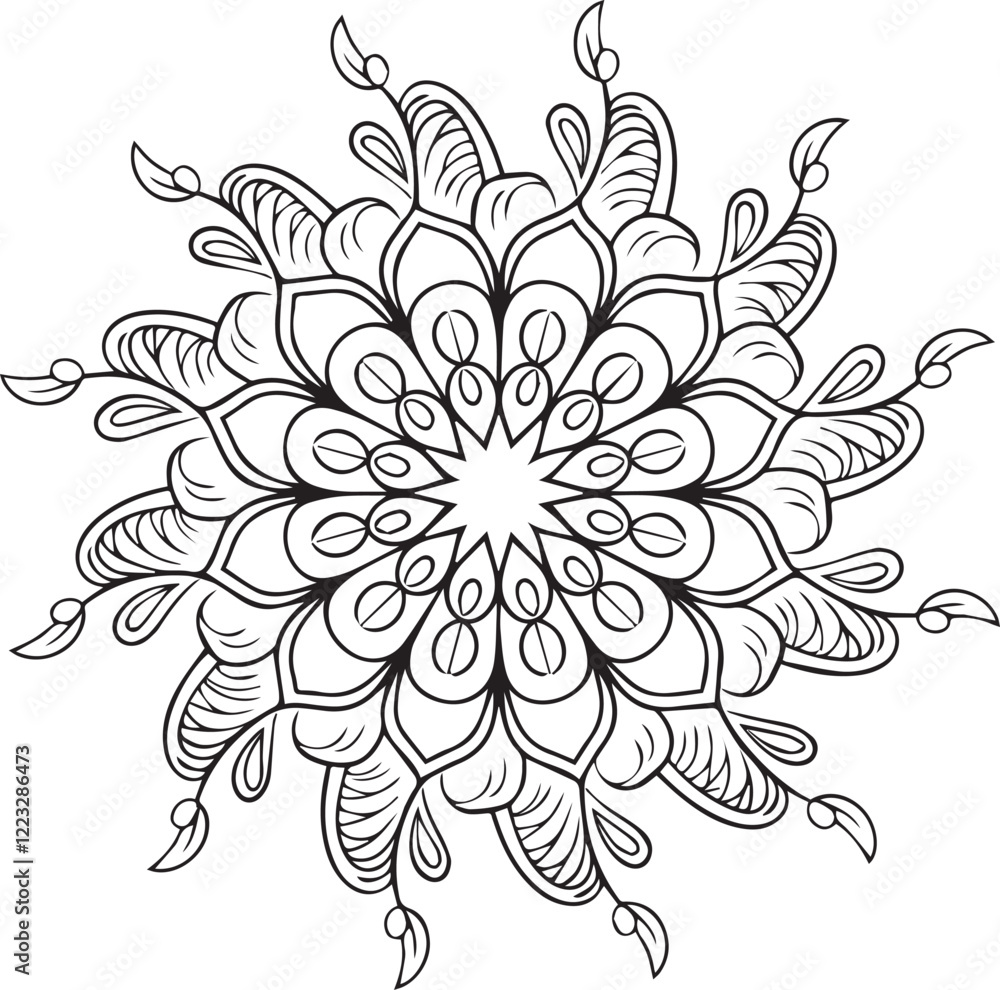 Blossom Mandala Shape. Circular pattern in form of mandala, tattoo, decoration. Decorative ornament in ethnic oriental style. Blossom Mandala Shape. Circular pattern in form of mandala, tattoo, decoration. Decorative ornament in ethnic oriental style.