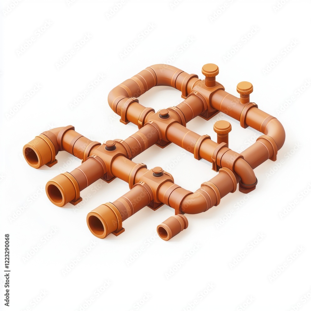 3D icon cartoon underground sewage system with pipes, isolated on a white background 3D icon cartoon underground sewage system with pipes, isolated on a white background