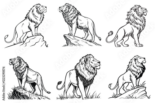 elegant sketch drawing illustration of a lion iso vector