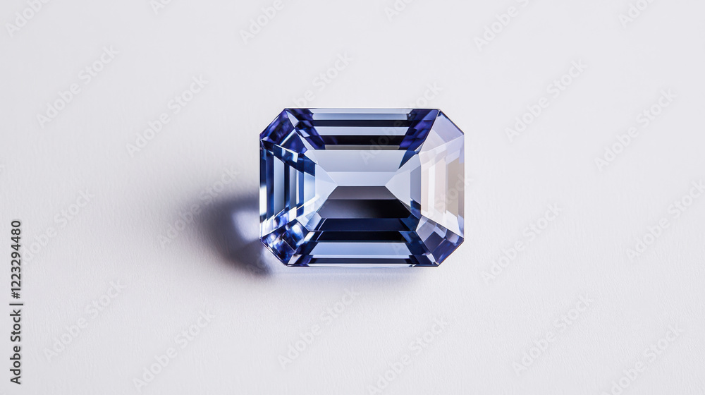 Blue Emerald Cut Gemstone: A captivating image showcasing the brilliance and deep blue hue of an emerald-cut gemstone, exhibiting exquisite clarity and intricate facets. Blue Emerald Cut Gemstone: A captivating image showcasing the brilliance and deep blue hue of an emerald-cut gemstone, exhibiting exquisite clarity and intricate facets.